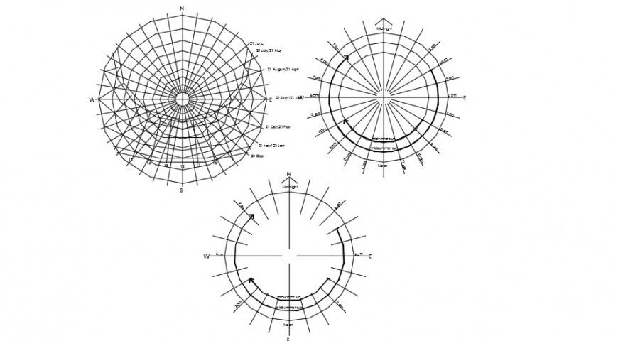 Sun path rotation axis 2d model detail dwg file