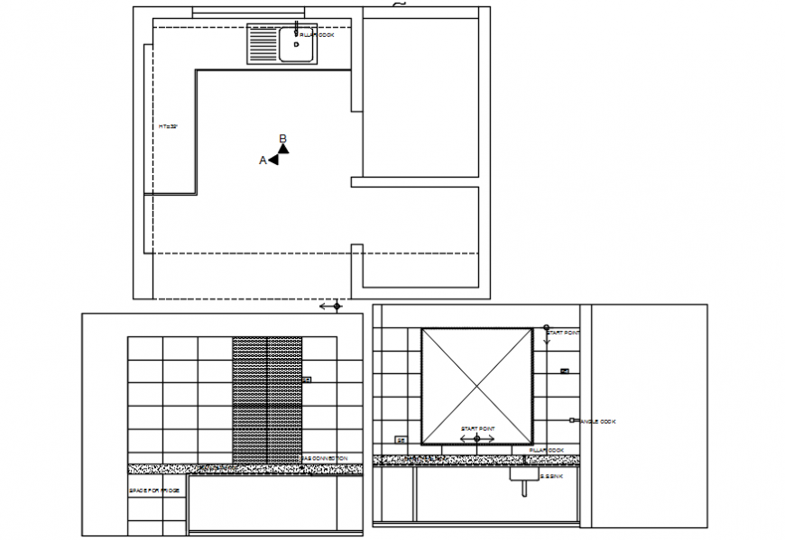 Sundivine kitchen section and plan cad drawing details dwg file