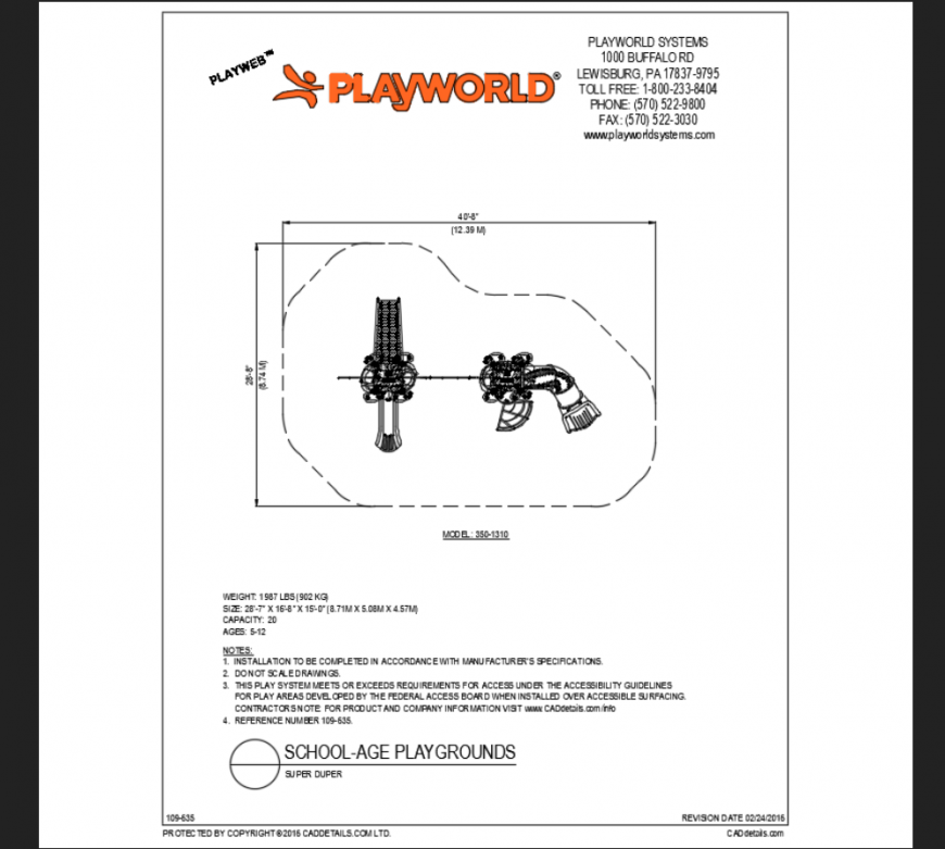 Super duper school age play ground play equipment details dwg file