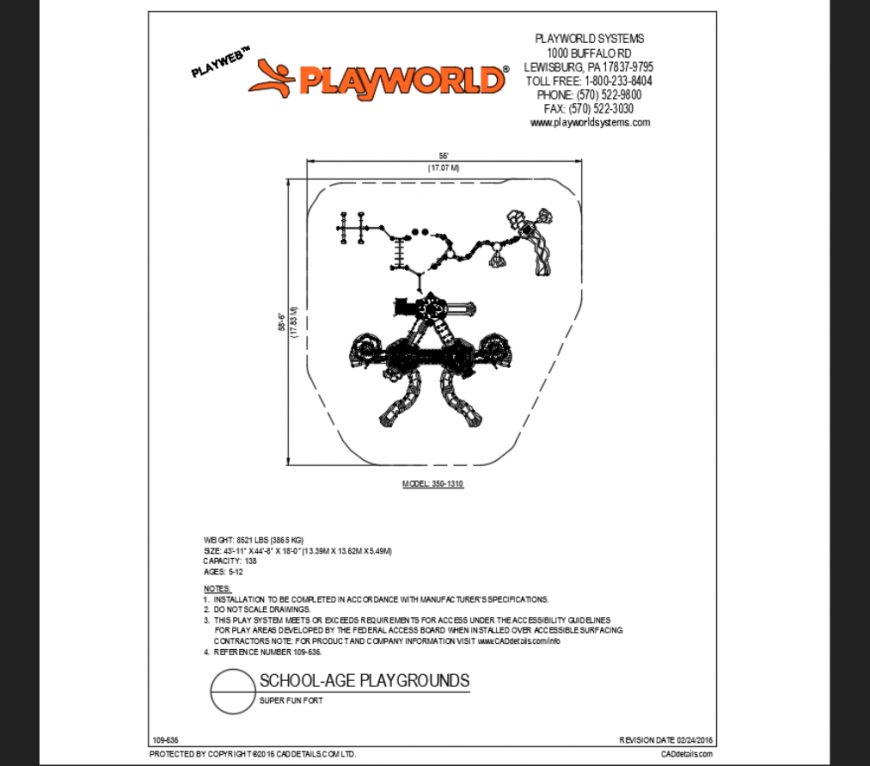 Super fun fort top view play area play equipment details for school park dwg file