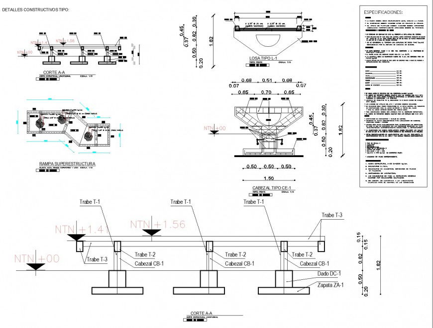 Super structuring ramp plan and section dwg file