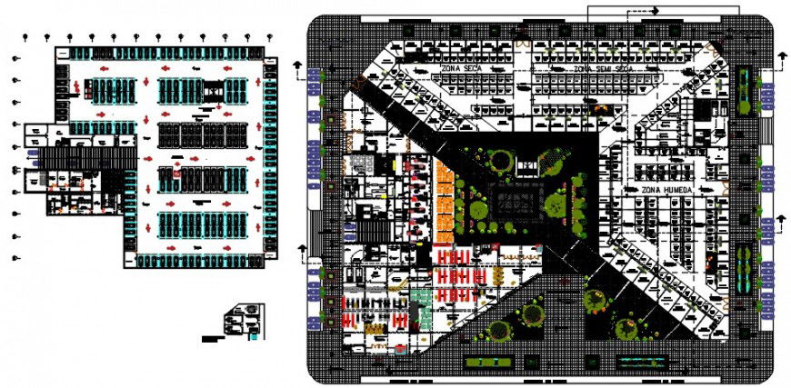 Supply center and market distribution plan cad drawing details dwg file