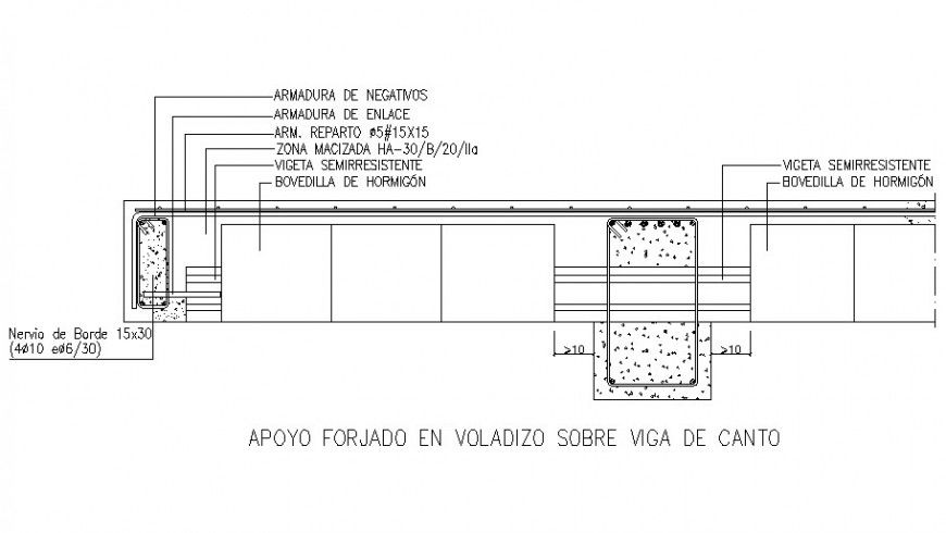 Support forged cantilever on edge beam section plan layout file