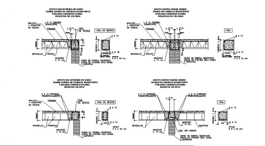 Support of wrought on brick walls cad construction details dwg file