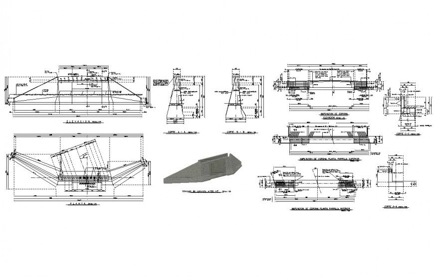 Supporting stirrup for bridges cad construction cad drawing details dwg file