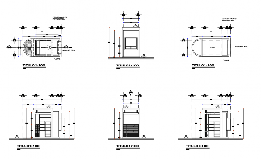 Surveillance booth door plan and elevation detail dwg file