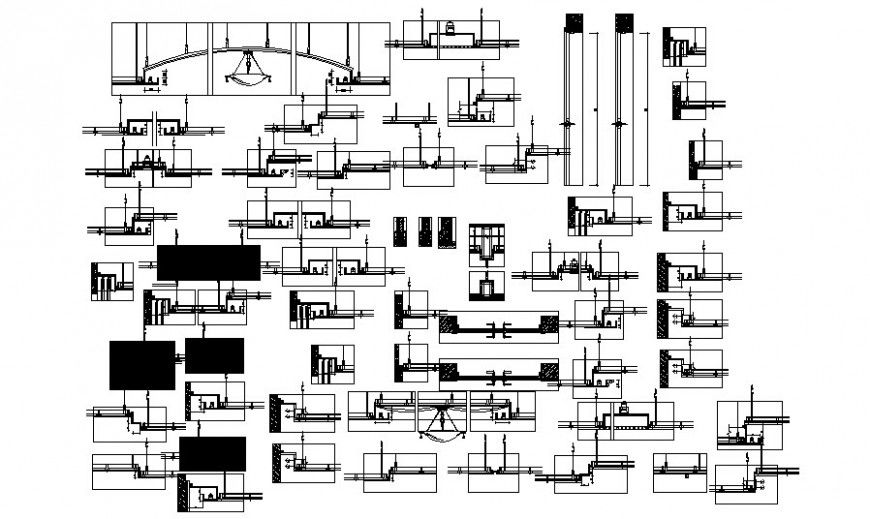 Suspended ceiling details drawing in autocad software