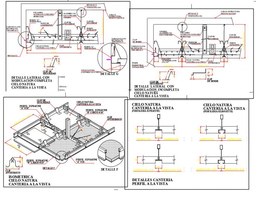 Suspended ceilings isometric view detail dwg file