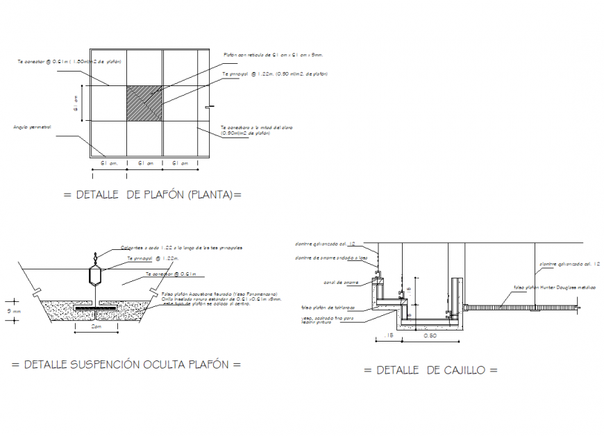 Suspended detail hidden ceiling and platform dwg file