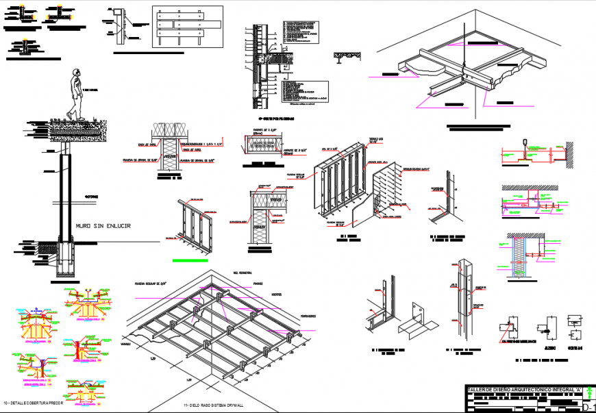 Suspended false ceiling construction details dwg file