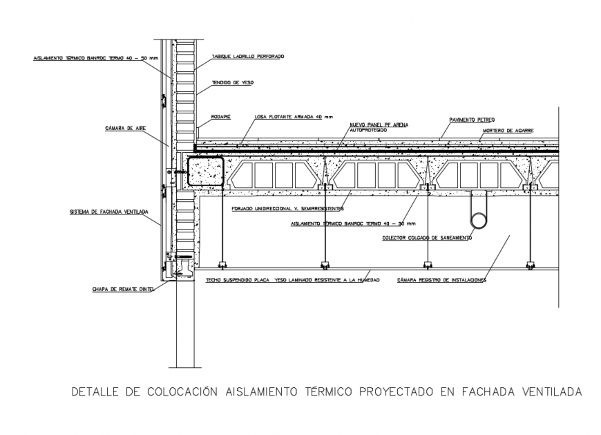 Suspended false house ceiling constructive structure details dwg file