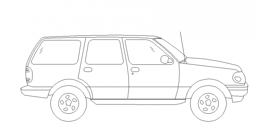 Suv model side view car design dwg file