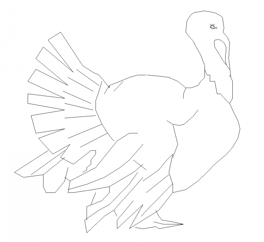 Swan bird CAD block detail elevation layout autocad file