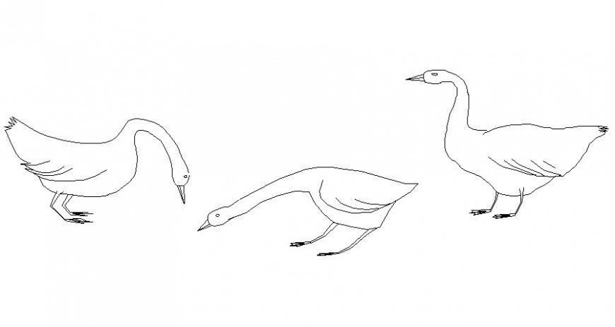 Swan in standing position in block of AutoCAD file