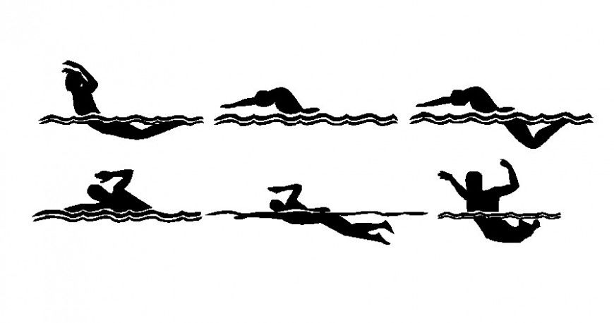 Swimmer details people blocks drawing in autocad