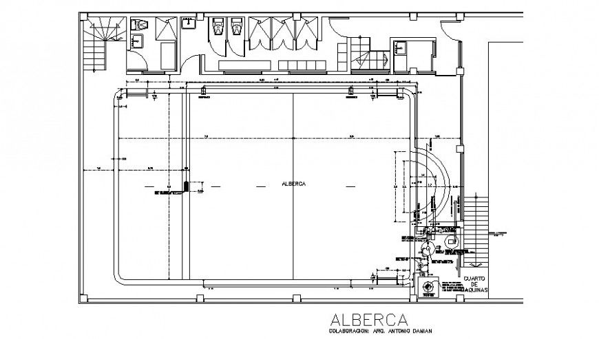 Swimming pool area detail work plan layout autocad file