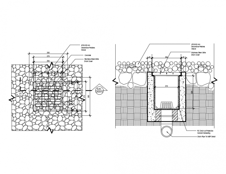 Swimming pool constructive sectional details dwg file