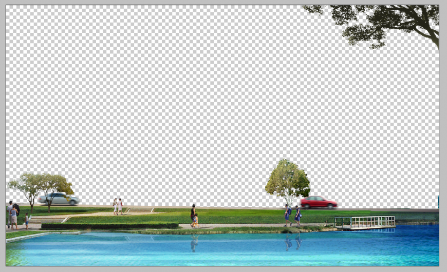 Swimming pool detail elevation 3d model PSD file