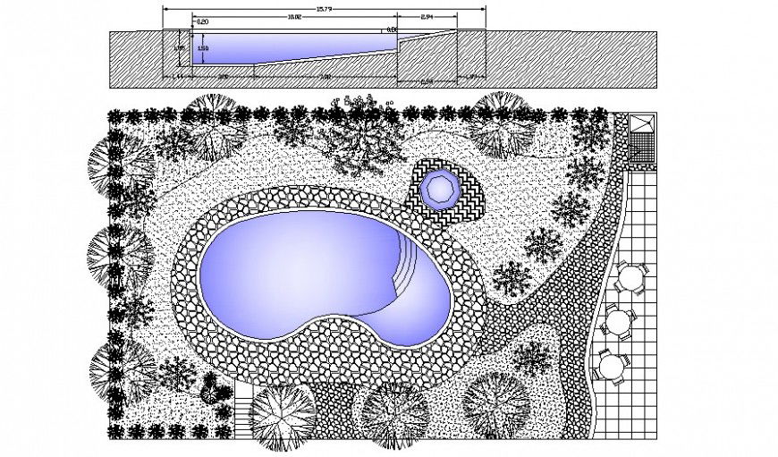 Swimming pool detailing drawing in AutoCAD software