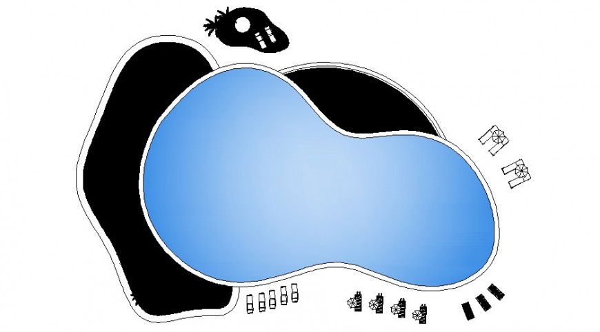 Swimming pool drawing 2d view in autocad software