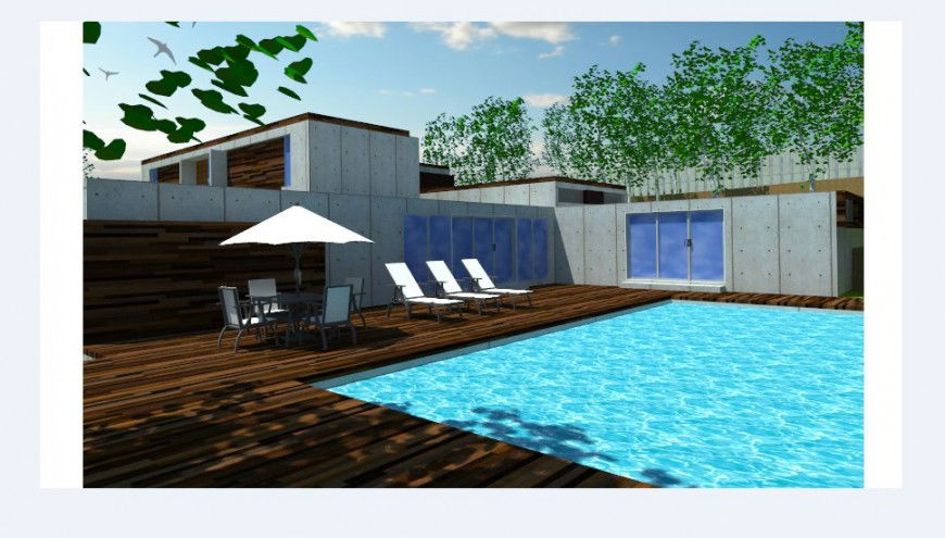 Swimming pool of villa 3d model cad drawing details jpg file