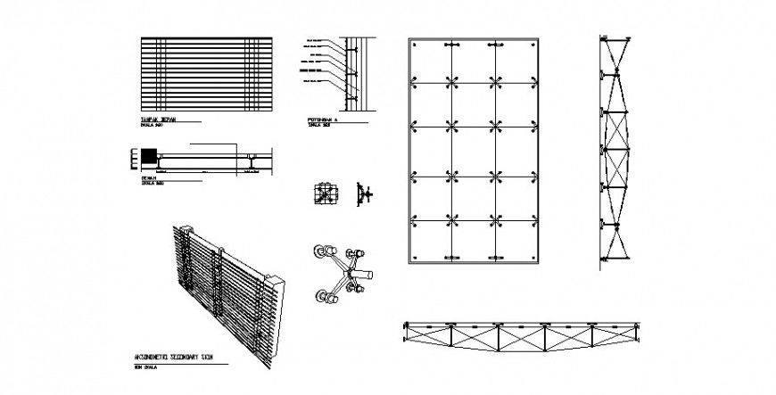 Swimming pool section and constructive structure cad drawing details dwg file