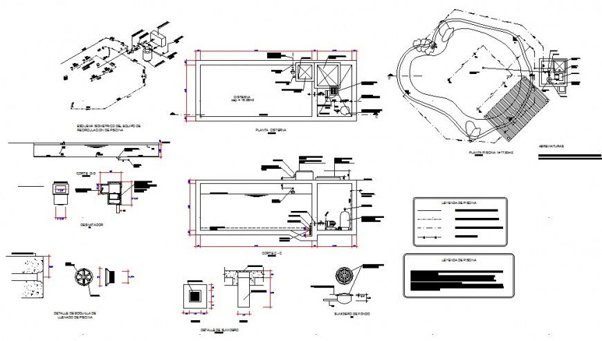 Swimming pool top view detail