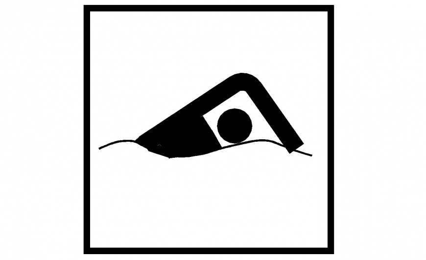 Swimming signage or iconic image block in dwg AutoCAD file.