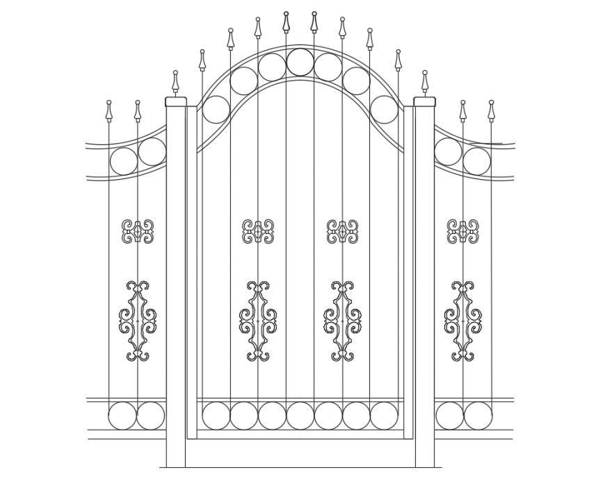 Swing and Slide Forged gate detail dwg file