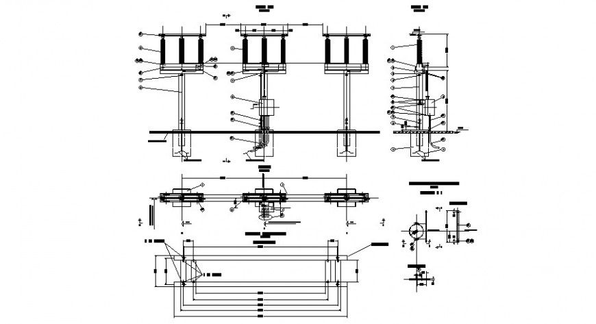 Switch 132kv 3c in din line details of assembly electrical details dwg file