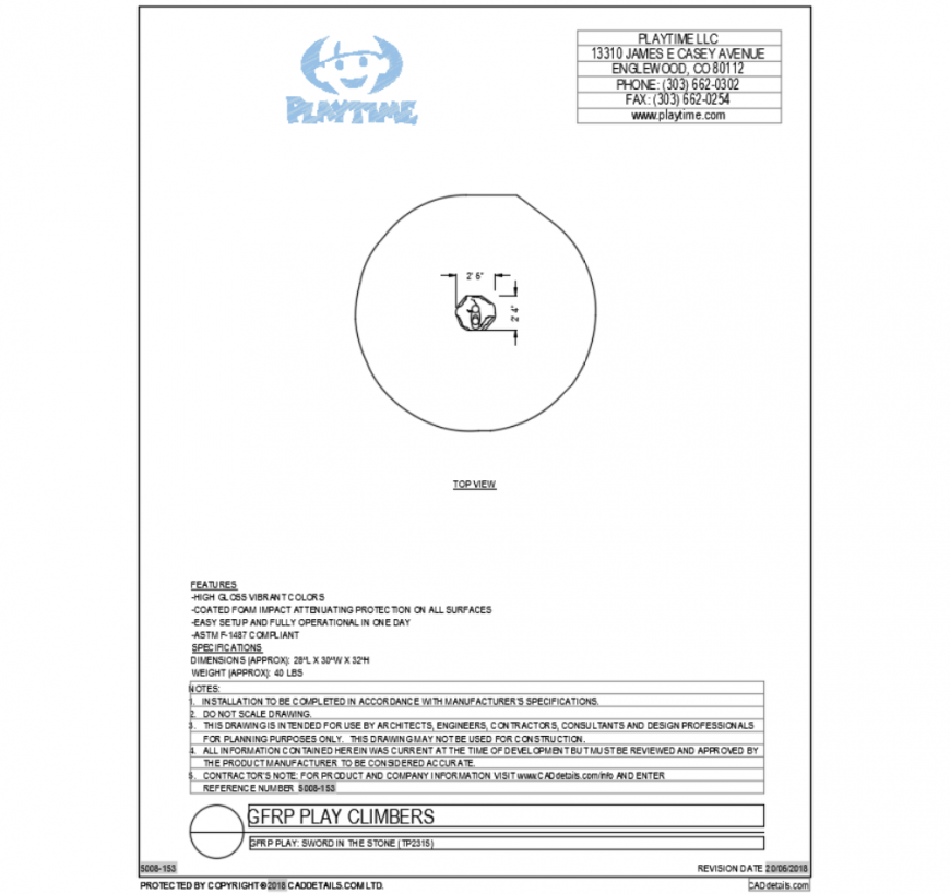 Sword in the stone garden play equipment cad block design dwg file