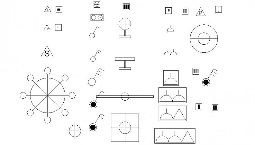 Symbols blocks detail 2d drawing in autocad software