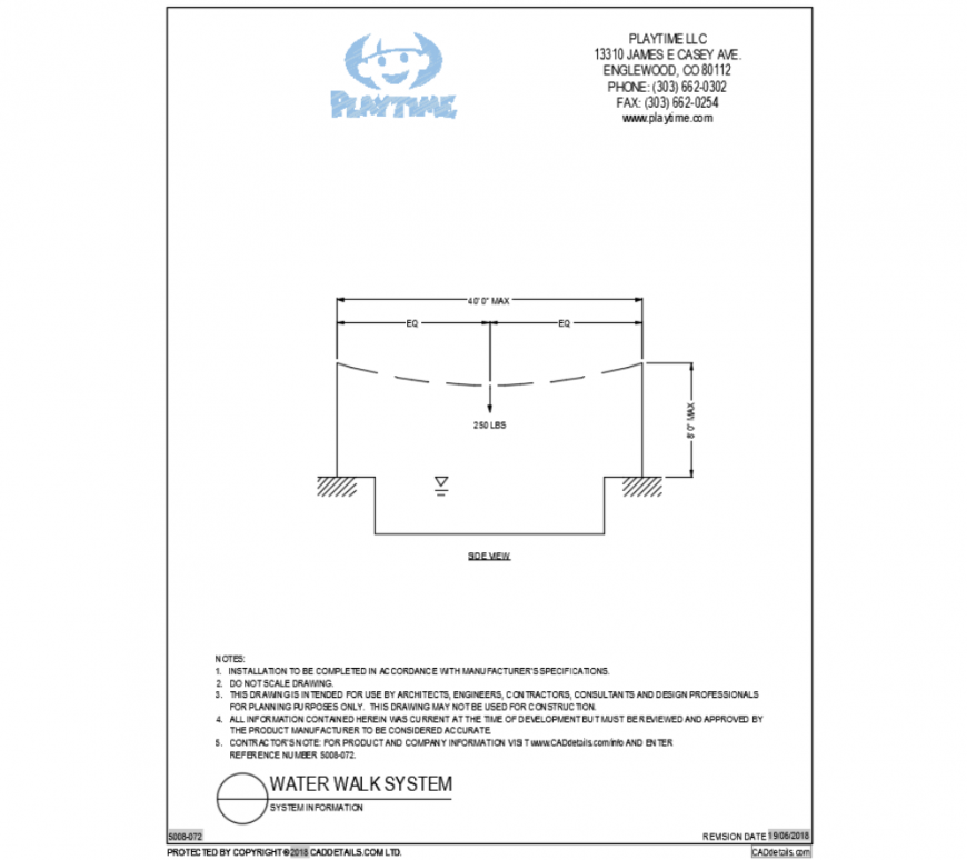 System information details of wooden water bridge cad drawing dwg file