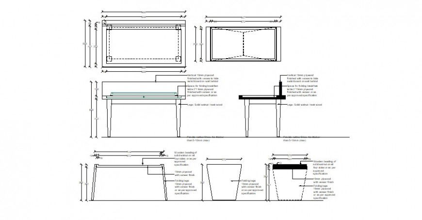 T.V Table Bed and Tray Furniture Design View in AutoCAD DWG File