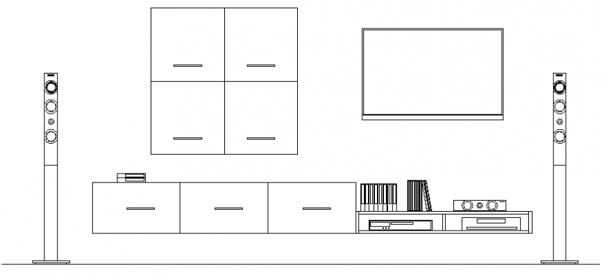 T.V unit furniture living room plan layout file