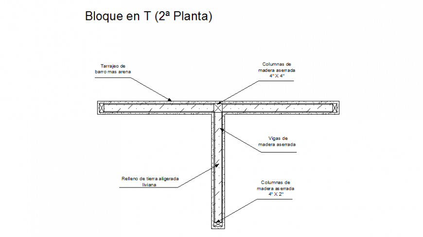 T – section plan autocad file