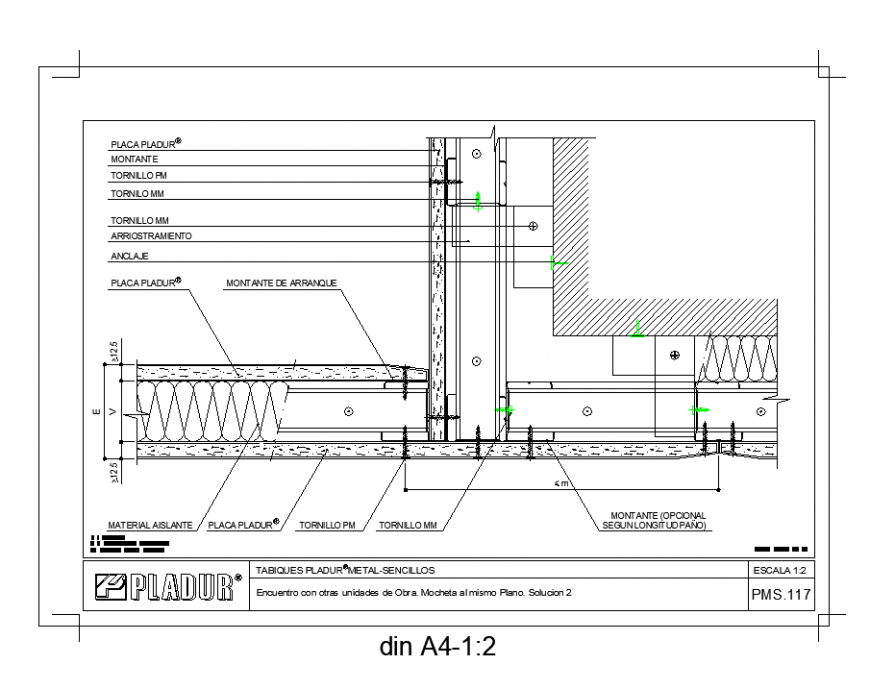 T shape metallic structure detail elevation 2d view layout file