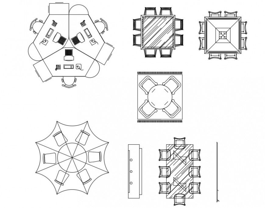 Table and chair 2d view elevation layout CAD furniture block dwg file