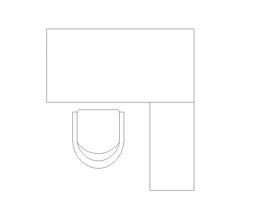 Table and chair simple plan view with design dwg file
