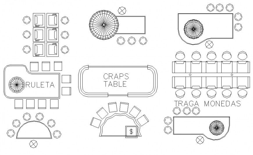 table and chairs blocks autocad file