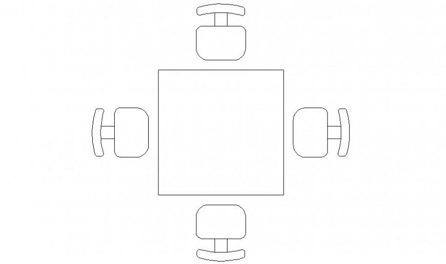 Table and eight seater chair 2d drawing in AutoCAD