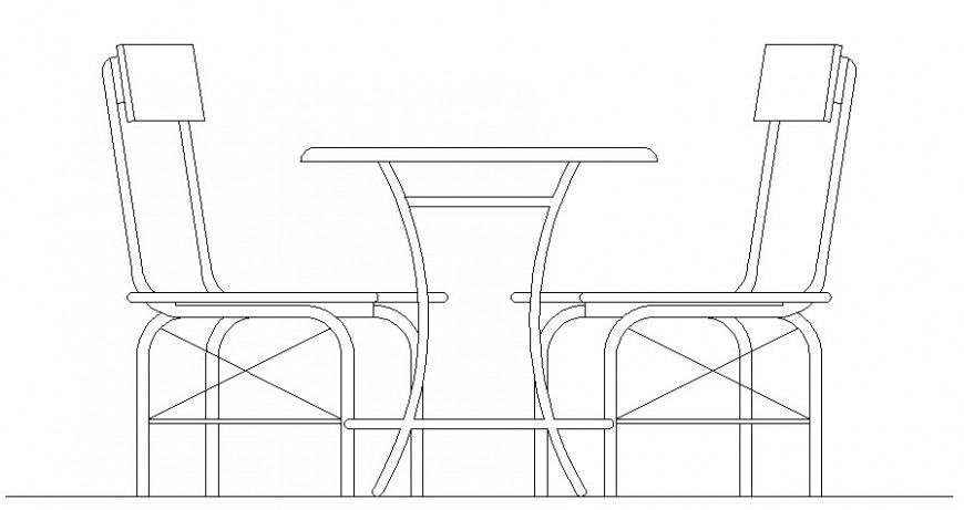 Furniture Layout with Table and Double Chair in CAD View