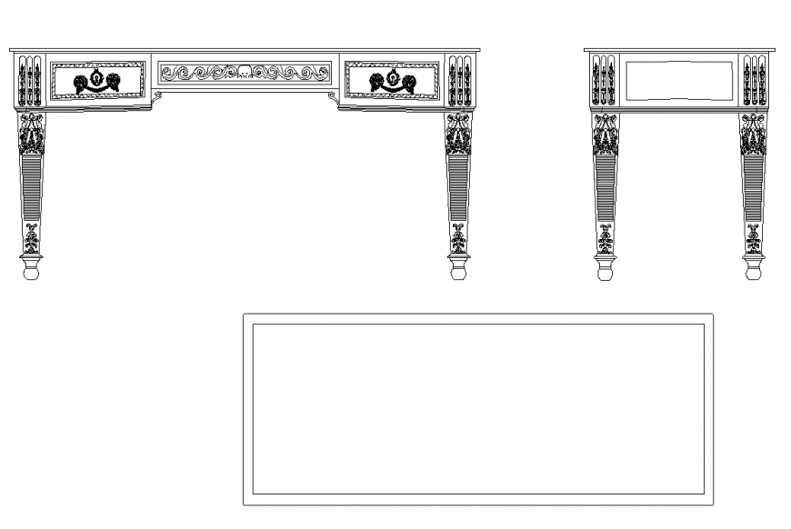 Table CAD blocks detail elevation 2d view layout autocad file