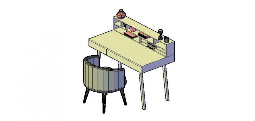 Table desk detail 3d model CAD furniture block layout file in autocad format