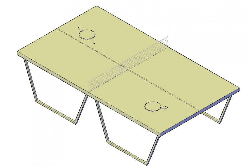 Table tennis detail 3d model of sports block layout file in dwg format