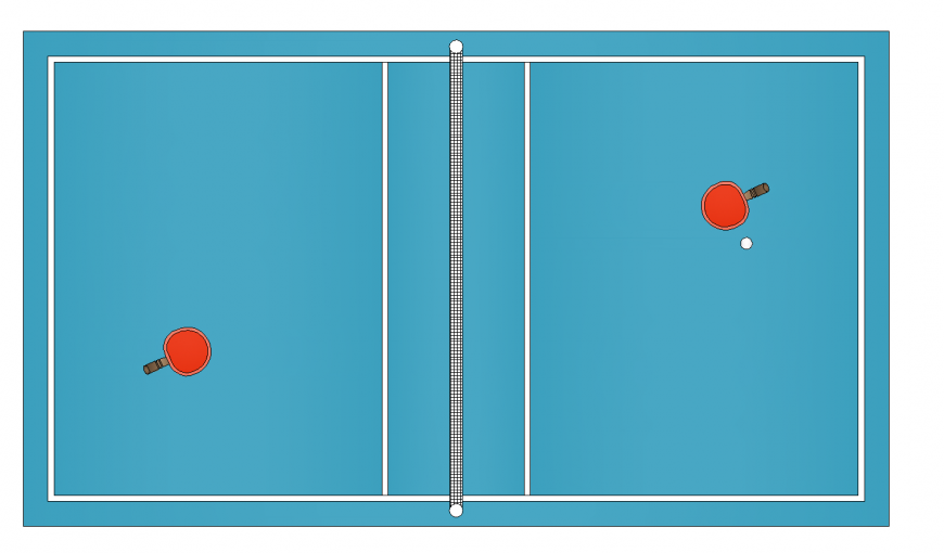 Table tennis top view layout plan inn dwg AutoCAD file.