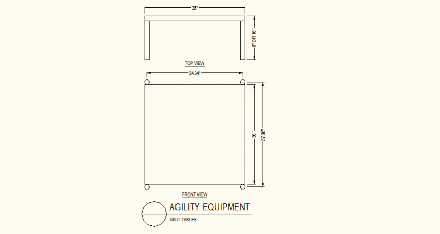 Agility Equipment Table CAD Elevation in AutoCAD DWG File