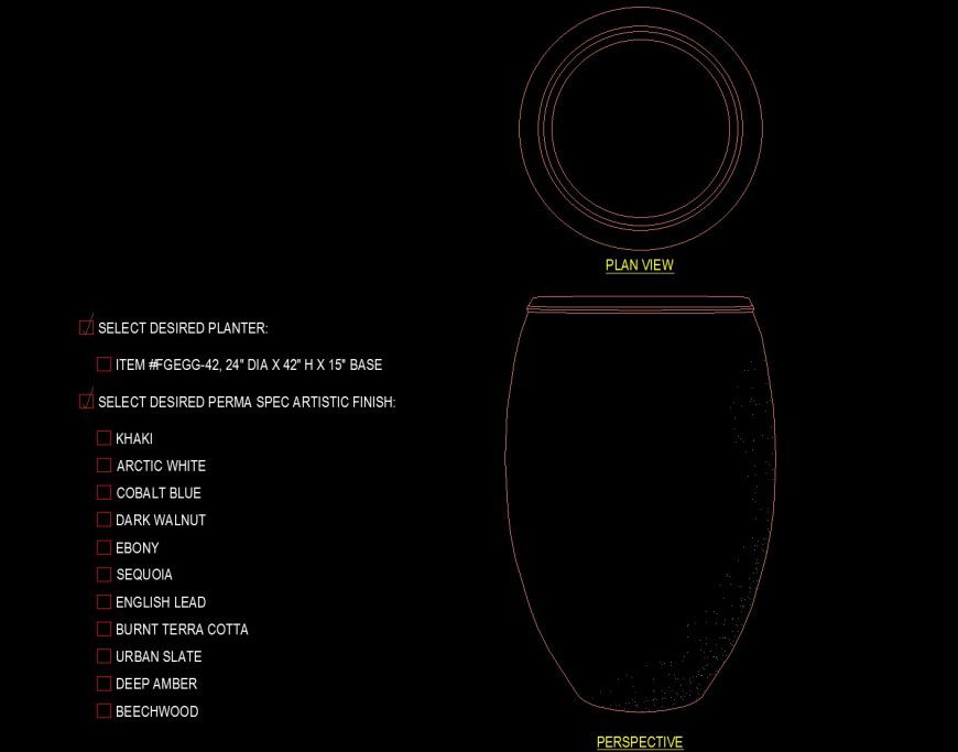 Tall leg type planter in dwg file.