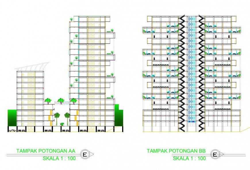 Tampak building section plan layout file