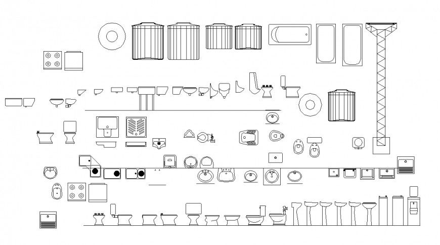 Tank, water closed and sink plan layout file